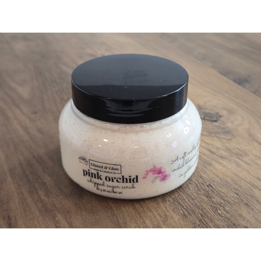 Glazed & Glow Soap & Candle Co Pink Orchid Whipped Sugar Scrub 11oz Exfoliator